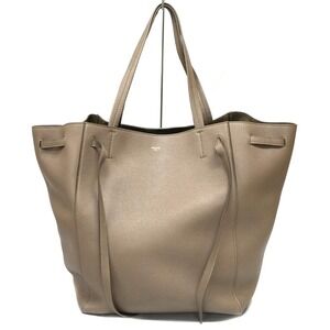 Celine Cabas Phantom Tote Shoulder Bag Taupe Greige Leather Calfskin
